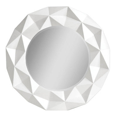 White High Gloss Round Wall Mirror