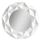 White High Gloss Round Wall Mirror
