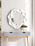 White High Gloss Round Wall Mirror