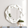 White High Gloss Round Wall Mirror