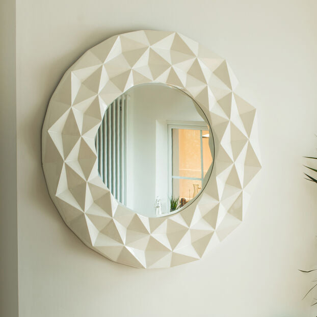 White High Gloss 3D Design Wall Mirror