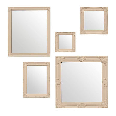 Set of 5 Baroque Mirrors Cream Finish Frame