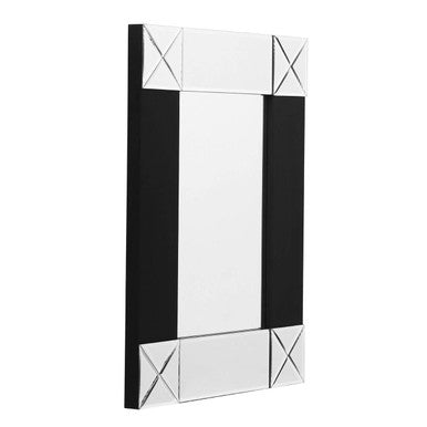 Small Wall Mirror with Black and Bevelled Frame
