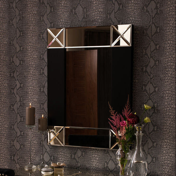Small Wall Mirror with Black and Bevelled Frame