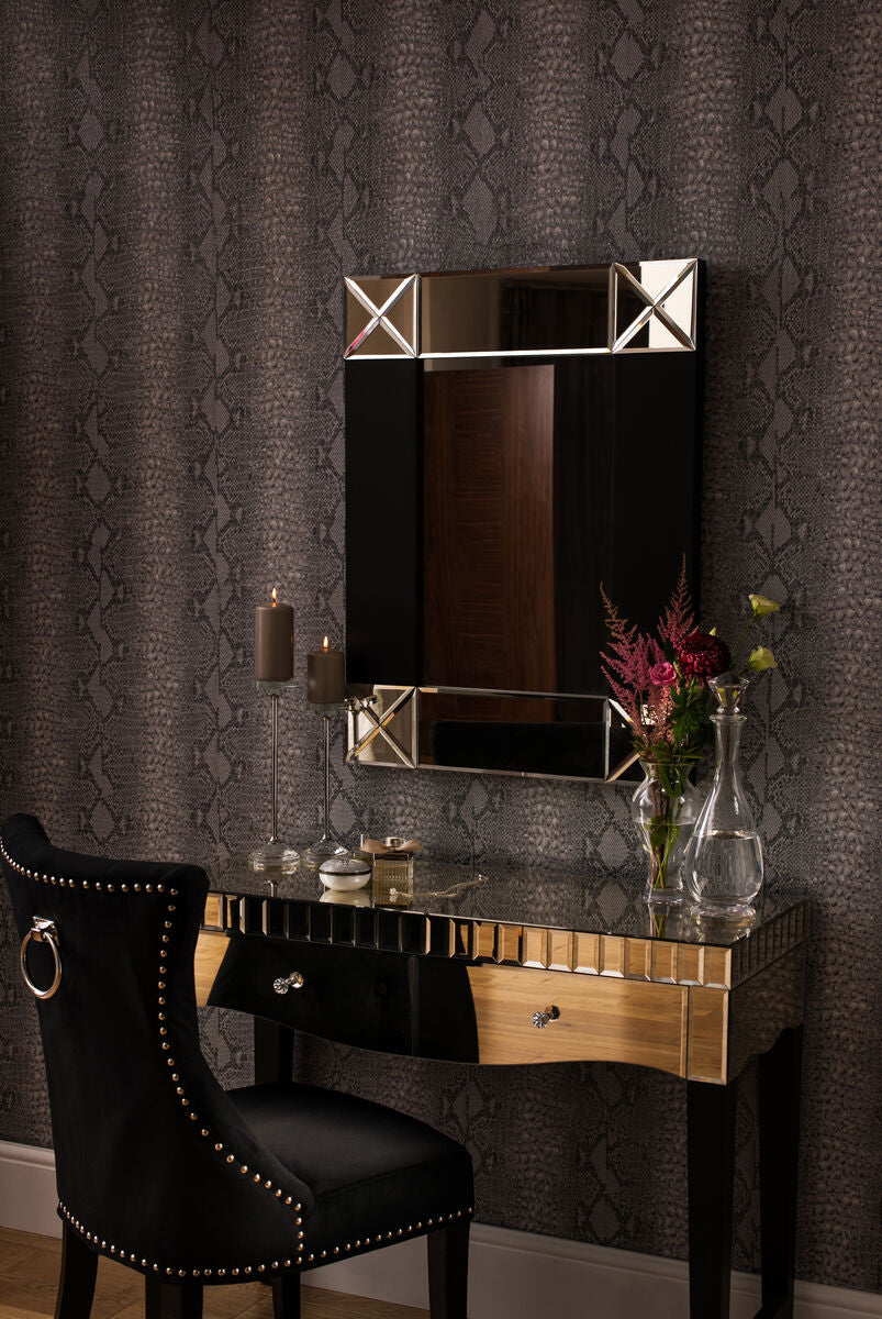 Small Wall Mirror with Black and Bevelled Frame