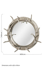Silver Metal Wall Mirror with Antler Frame