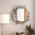 Silver Metal Wall Mirror with Antler Frame