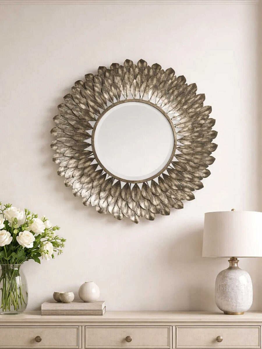 Layered Round Grey Wall Mirror