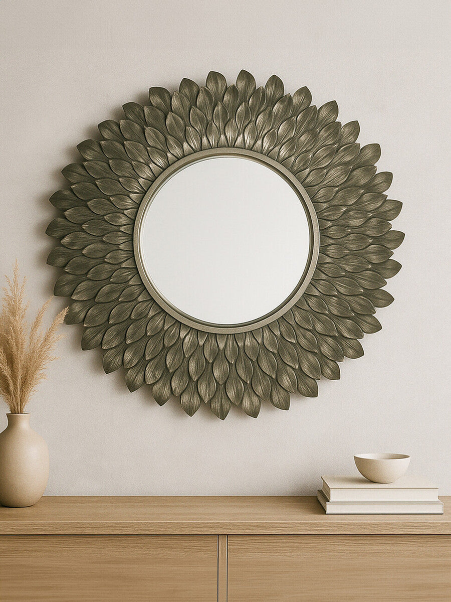 Layered Round Grey Wall Mirror
