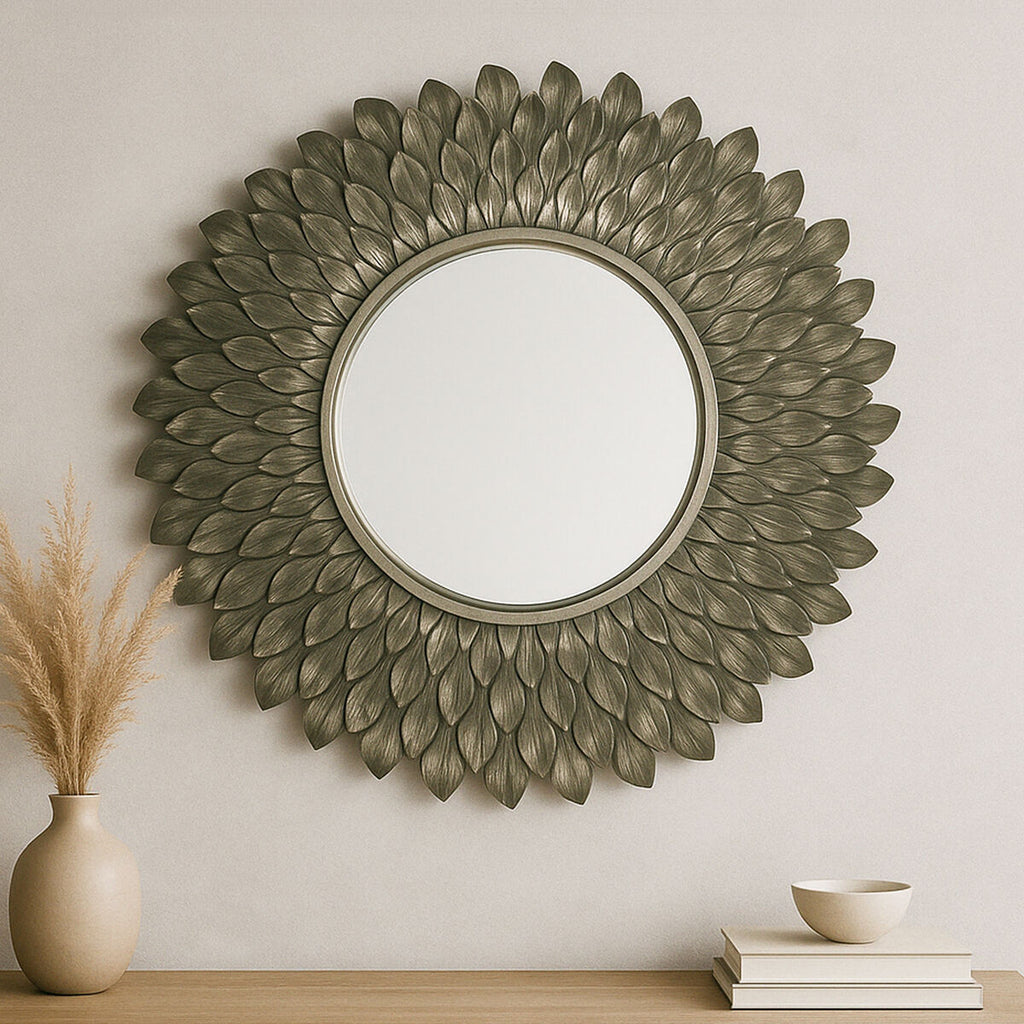 Layered Round Grey Wall Mirror