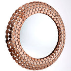 Pebble Design Copper Finish Round Wall Mirror