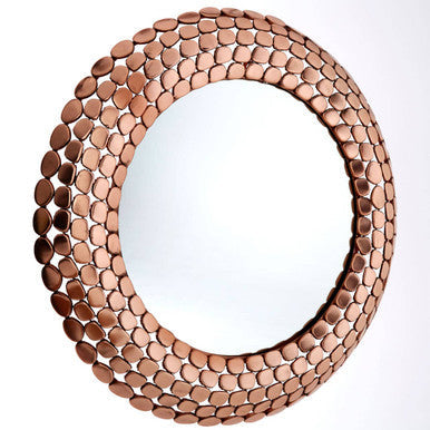 Pebble Design Copper Finish Round Wall Mirror