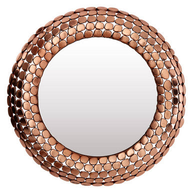 Pebble Design Copper Finish Round Wall Mirror