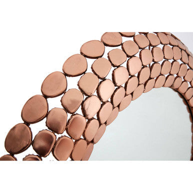 Pebble Design Copper Finish Round Wall Mirror