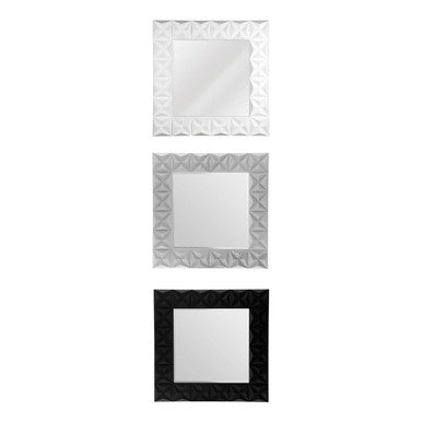 3D Effect Wall Mirror with White High Gloss Finish