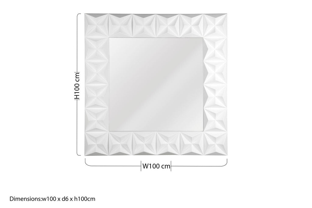3D Effect Wall Mirror with White High Gloss Finish