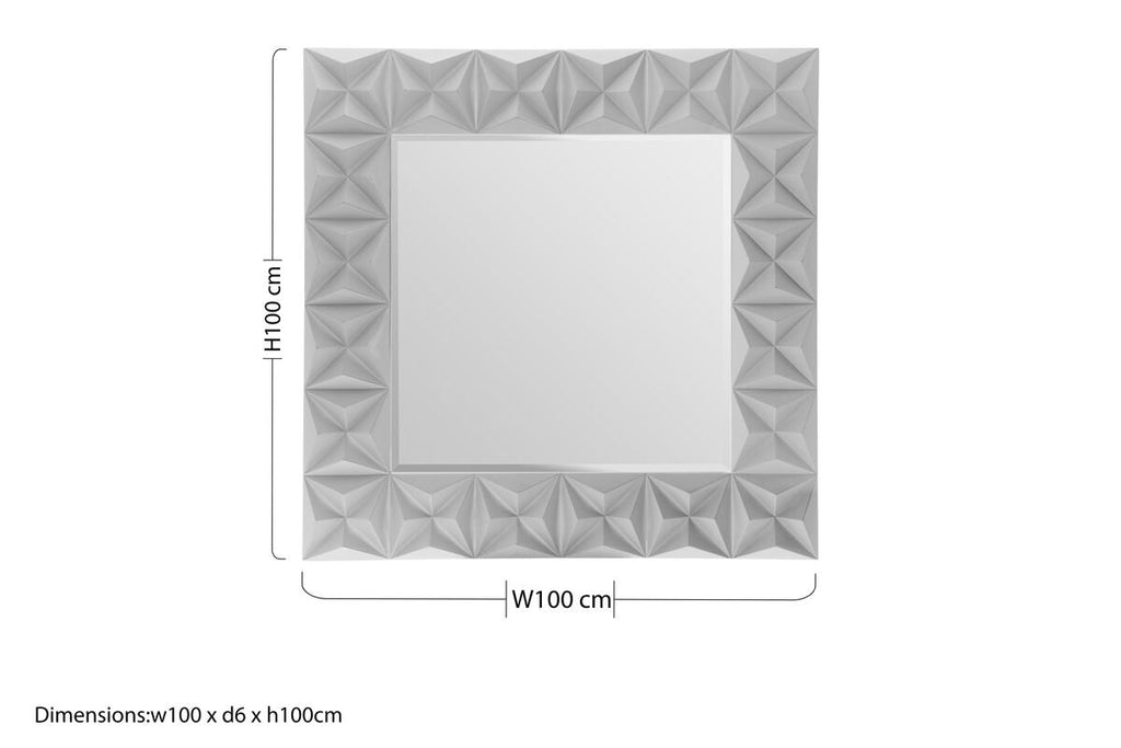 3D Effect Wall Mirror with Grey High Gloss