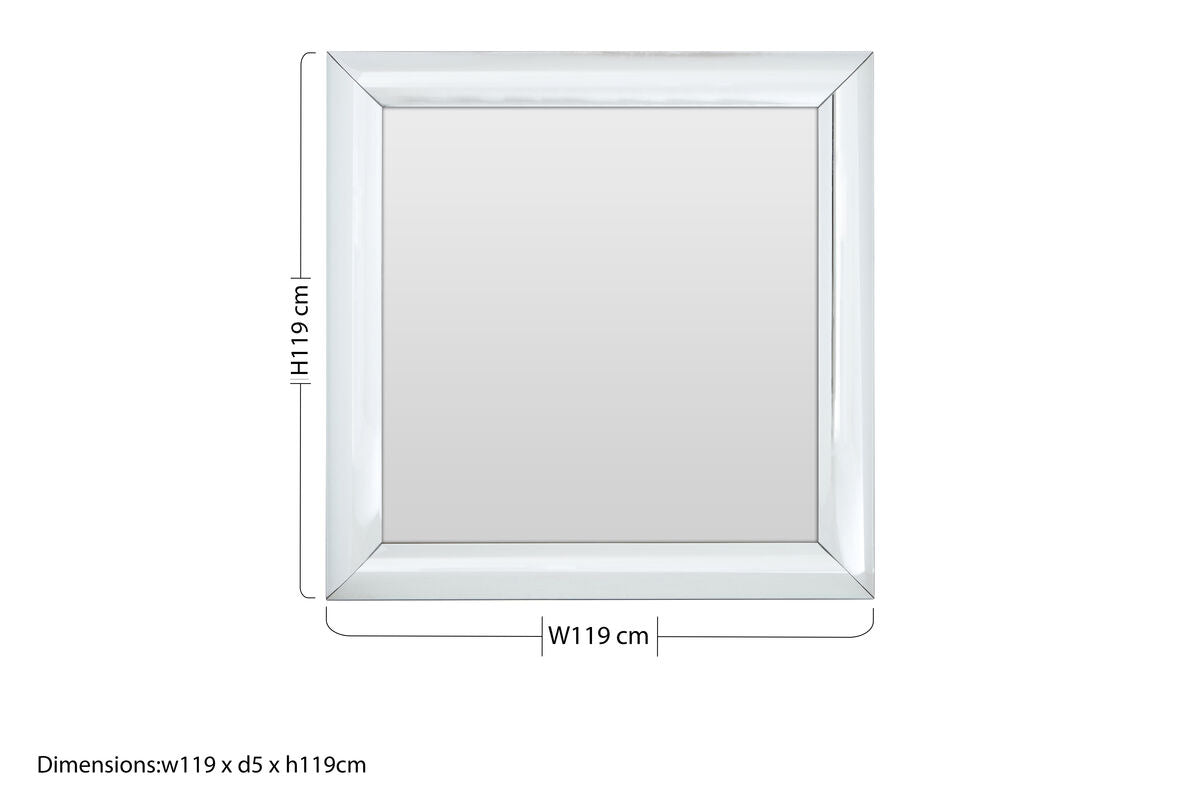 Thick Silver Frame Small Square Wall Mirror