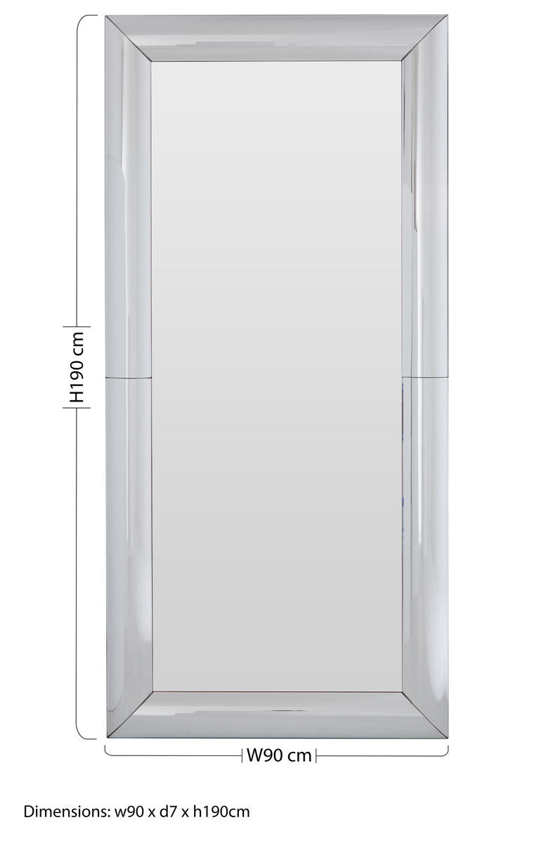 Thick Silver Frame Large Rectangular Wall Mirror