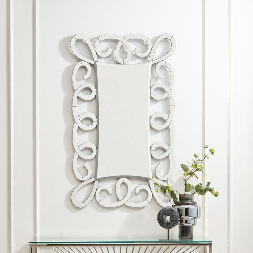 Black and Silver Scroll Design Wall Mirror