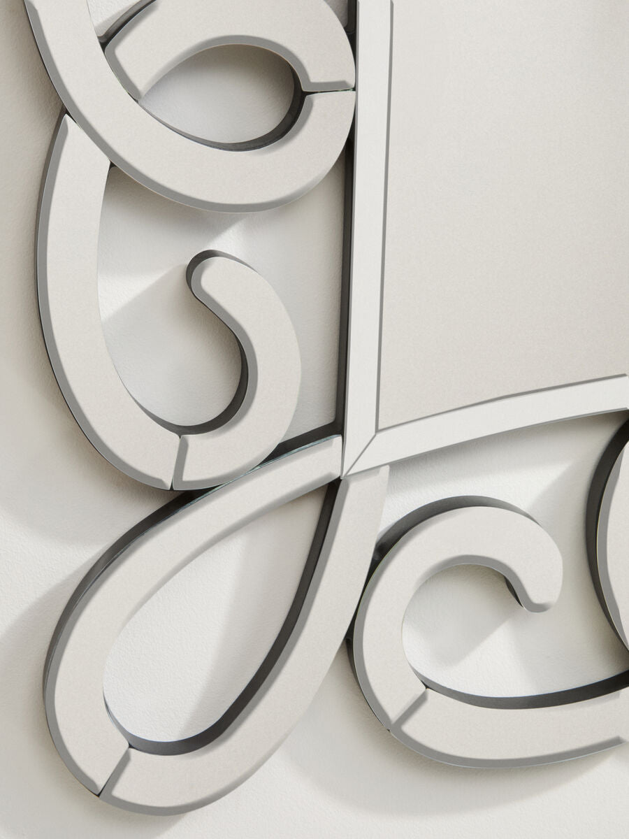 Black and Silver Scroll Design Wall Mirror