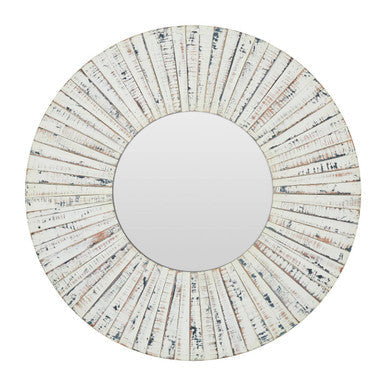 White Wash Round Wall Mirror