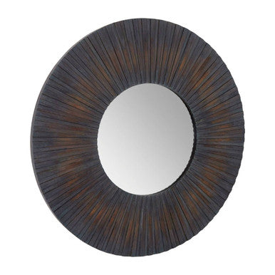 Segmented Wood Effect Wall Mirror