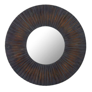 Segmented Wood Effect Wall Mirror