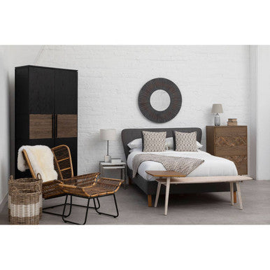 Segmented Wood Effect Wall Mirror
