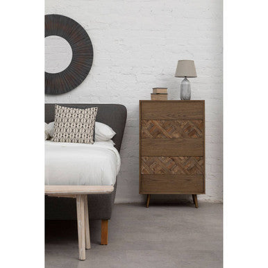 Segmented Wood Effect Wall Mirror