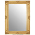 Baroque Rectangular Gold Finish Wall Mirror