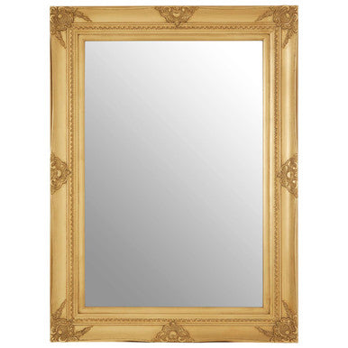 Baroque Rectangular Gold Finish Wall Mirror