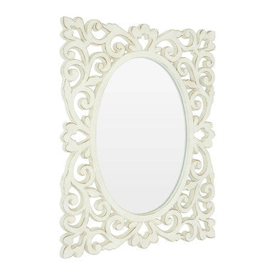 Weathered White Rococo Wall Mirror