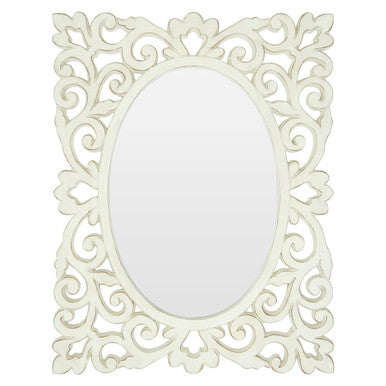 Weathered White Rococo Wall Mirror