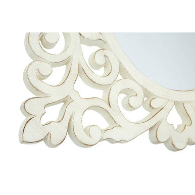 Weathered White Rococo Wall Mirror