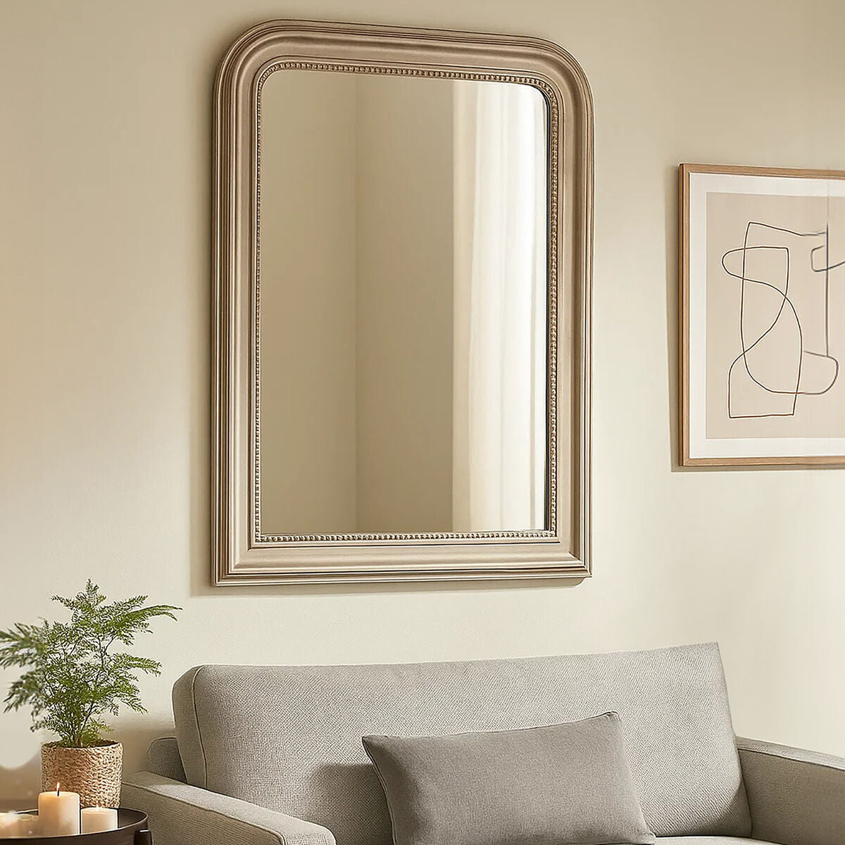 Silver Wood Wall Mirror