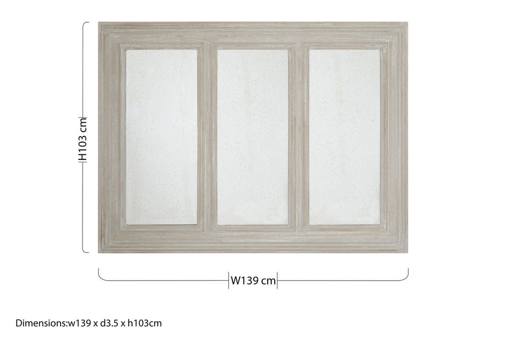 3 Panel Wall Mirror with Ash Wood Frame