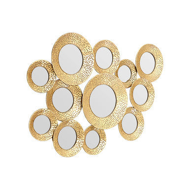 Ringed Hammered Gold Wall Mirror