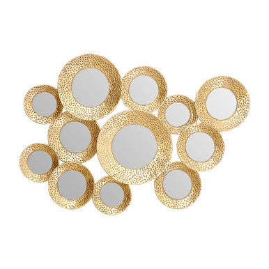 Ringed Hammered Gold Wall Mirror