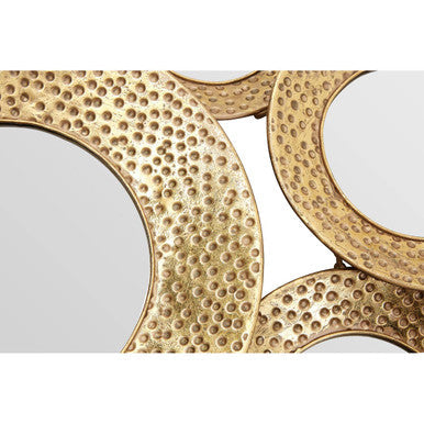 Ringed Hammered Gold Wall Mirror