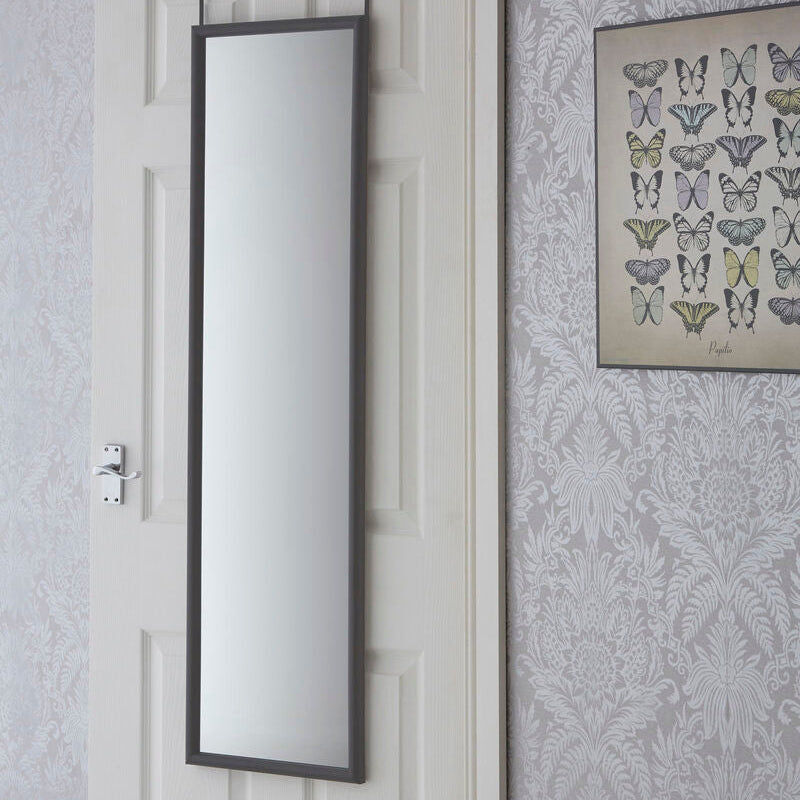Over Door Grey Plastic Frame Mirror
