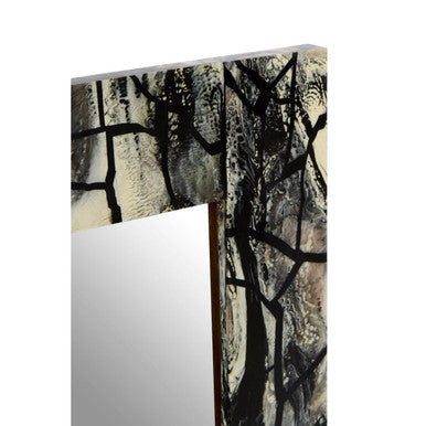 Grey and Black Wood Finish Wall Mirror