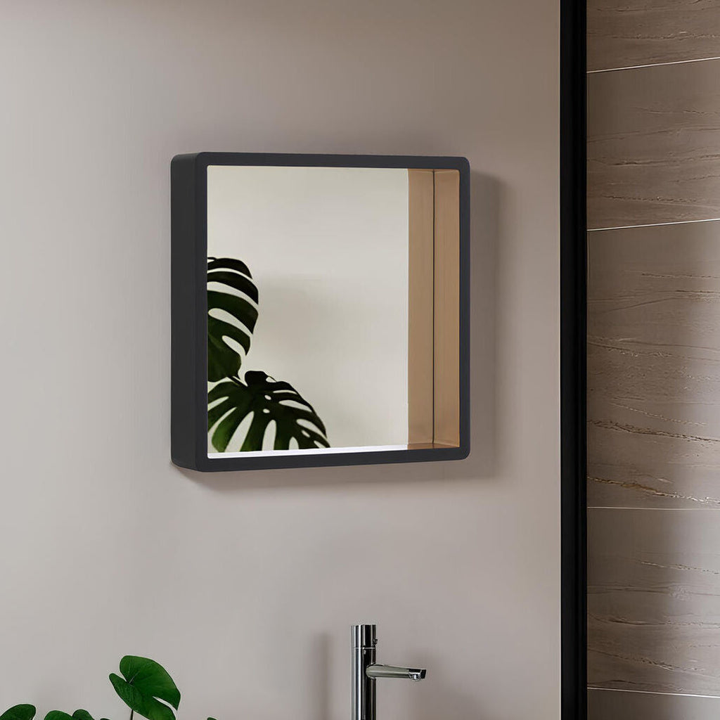 Small Black Wall Mirror with Gold Edge
