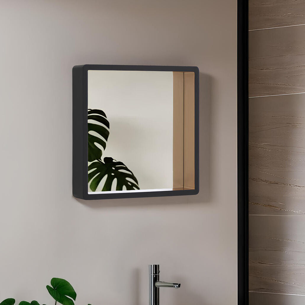 Small Black Wall Mirror with Gold Edge