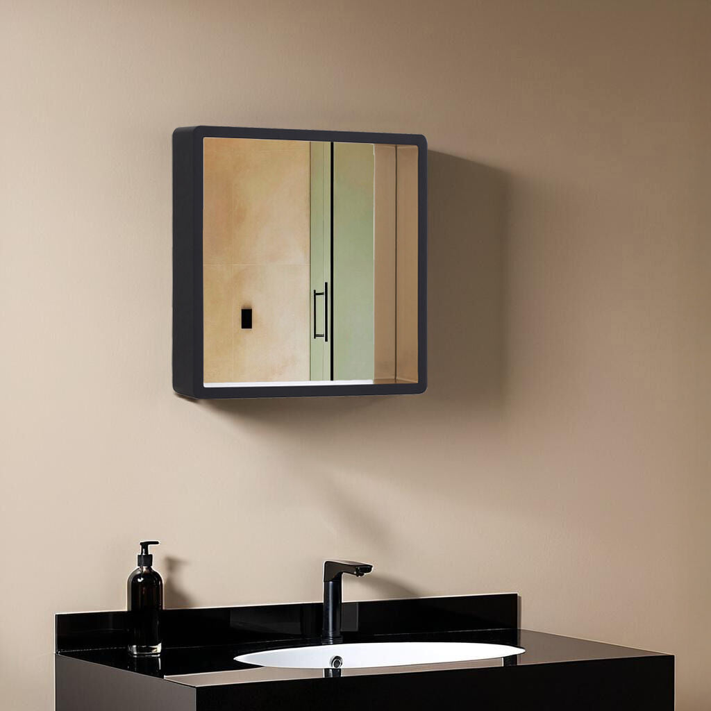 Small Black Wall Mirror with Gold Edge