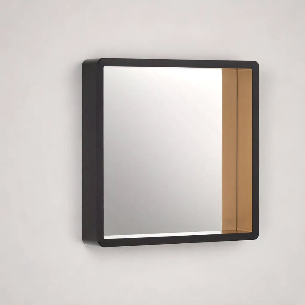 Medium Black Wall Mirror with Gold Edge