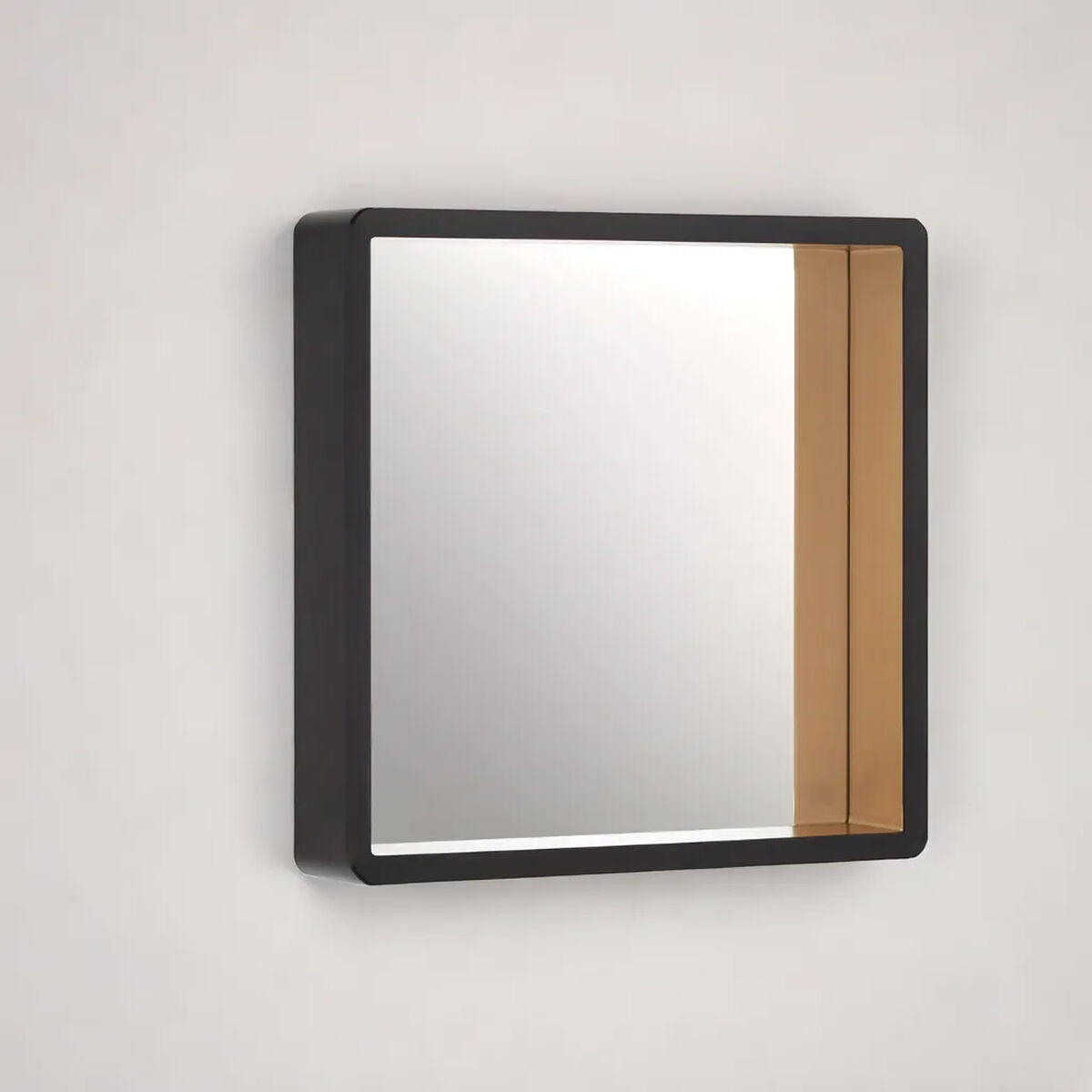 Medium Black Wall Mirror with Gold Edge
