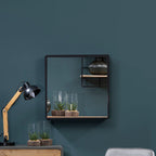 Medium Black Wall Mirror with Gold Edge
