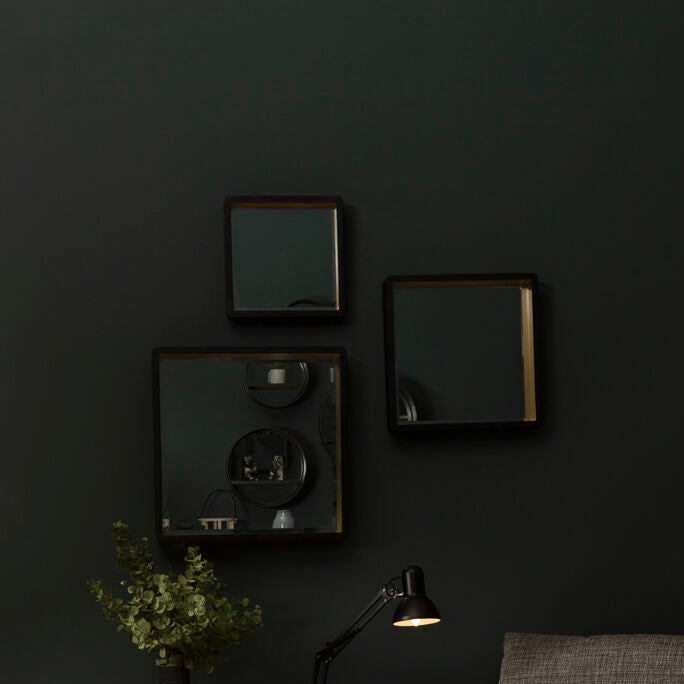 Large Black Wall Mirror with Gold Edge
