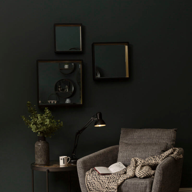 Large Black Wall Mirror with Gold Edge